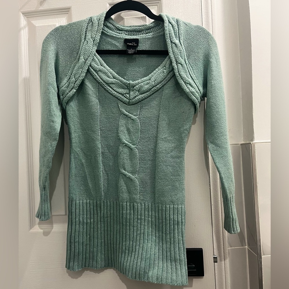 Rue21 Twisted cable sweater with faux shrug look
